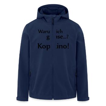 Warum ich grinse? Kopfkino! - Recycelte Männer Softshell-Jacke von Stanley/Stella - Navy - Vorne - AI Model Male 185 light (185cm)