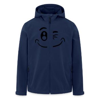 Comic Gesicht Lustig Smiley Zwinkern - Recycelte Männer Softshell-Jacke von Stanley/Stella - Navy - Vorne - AI Model Male 185 light (185cm)