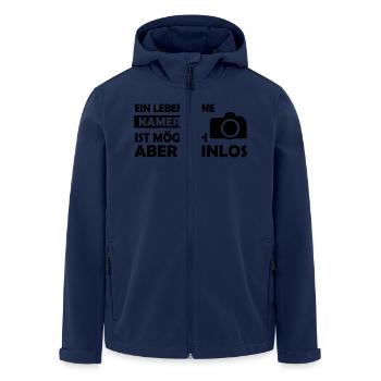 ein leben ohne kamera - Recycelte Männer Softshell-Jacke von Stanley/Stella - Navy - Vorne - AI Model Male 185 light (185cm)