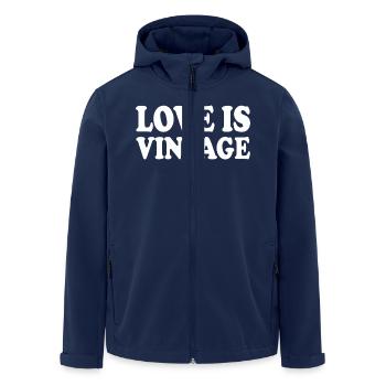 Love is vintage - Men’s Recycled Softshell Jacket by Stanley/Stella - navy - Front - AI Model Male 185 light (185cm)