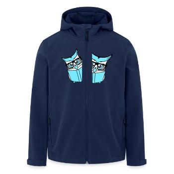 2 hiboux nerd duo geek livre lecture aigle hibou lunettes intelligent - Veste softshell homme en polyester recyclé Stanley/Stella - marine - Devant - AI Model Male 185 light (185cm)