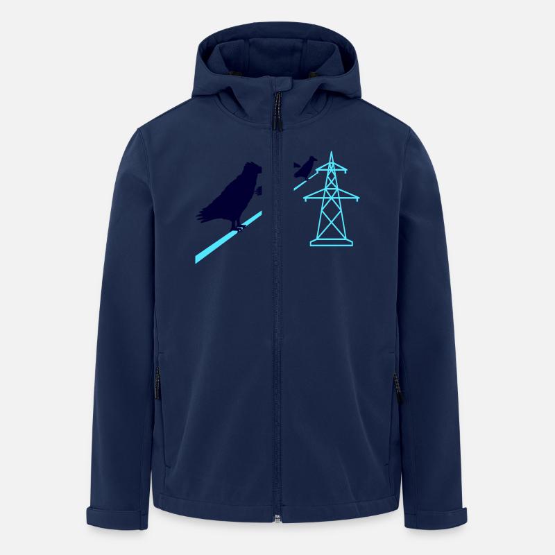 3 Raben sitzen Strom Kabel Seil Stromkabel Trasse - Recycelte Männer Softshell-Jacke von Stanley/Stella - Navy