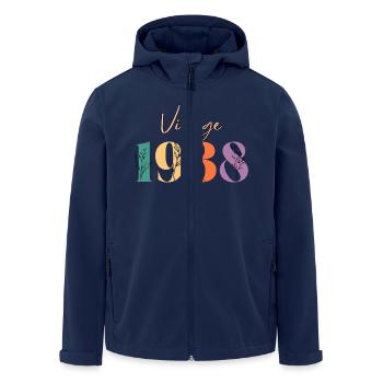 Vintage 1938 florale - Veste softshell homme en polyester recyclé Stanley/Stella - marine - Devant - AI Model Male 185 light (185cm)