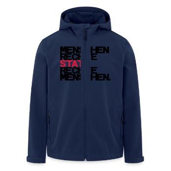 Menschenrechte - Recycelte Männer Softshell-Jacke von Stanley/Stella - Navy - Vorne - AI Model Male 185 light (185cm)