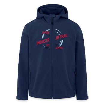 Industrieauffrau - Rechne mit dem Schlimmsten - Recycelte Männer Softshell-Jacke von Stanley/Stella - Navy - Vorne - AI Model Male 185 light (185cm)