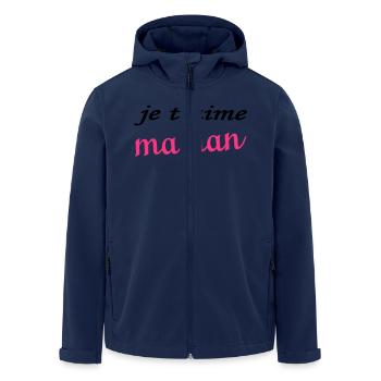 Je t'aime maman - Veste softshell homme en polyester recyclé Stanley/Stella - marine - Devant - AI Model Male 185 light (185cm)