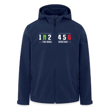 1N23456 You wouldn’t understand Motorcycle gears - Men’s Recycled Softshell Jacket by Stanley/Stella - navy - Front - AI Model Male 185 light (185cm)