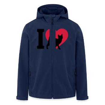 I love cats - Men’s Recycled Softshell Jacket by Stanley/Stella - navy - Front - AI Model Male 185 light (185cm)