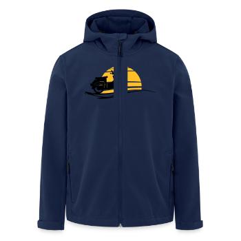 Fahrzeug - Schwalbe Sonne - Recycelte Männer Softshell-Jacke von Stanley/Stella - Navy - Vorne - AI Model Male 185 light (185cm)