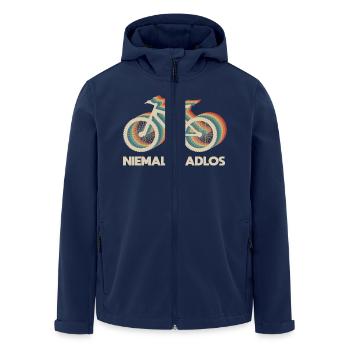 Niemals RadlosSpruch Fahrrad Retro - Recycelte Männer Softshell-Jacke von Stanley/Stella - Navy - Vorne - AI Model Male 185 light (185cm)