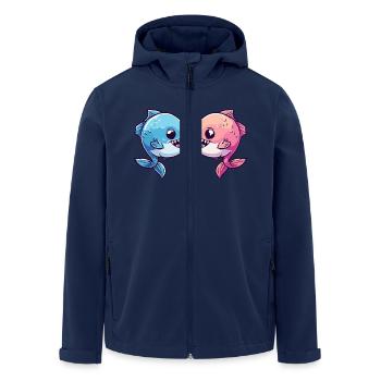 Piranha Paar Liebe Fische Valentinstag - Recycelte Männer Softshell-Jacke von Stanley/Stella - Navy - Vorne - AI Model Male 185 light (185cm)