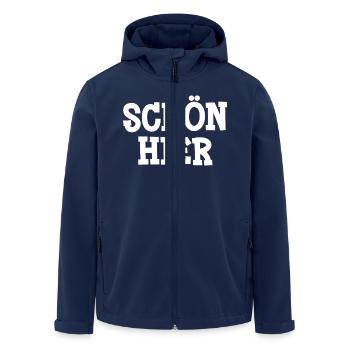 Schön hier, Ideales Motiv für Leute mit Humor - Recycelte Männer Softshell-Jacke von Stanley/Stella - Navy - Vorne - AI Model Male 185 light (185cm)