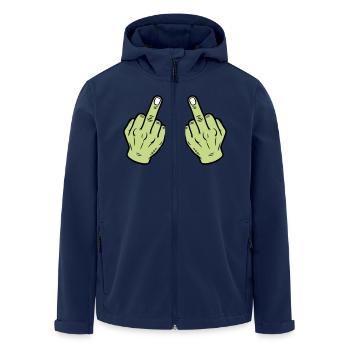 Mittelfinger Hand Frech - Recycelte Männer Softshell-Jacke von Stanley/Stella - Navy - Vorne - AI Model Male 185 light (185cm)