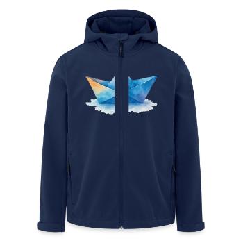 Paper Boat Watercolor - Men’s Recycled Softshell Jacket by Stanley/Stella - navy - Front - AI Model Male 185 light (185cm)