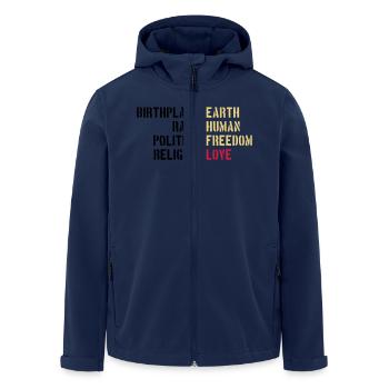 birthplace earth love human freedom peace - Recycelte Männer Softshell-Jacke von Stanley/Stella - Navy - Vorne - AI Model Male 185 light (185cm)