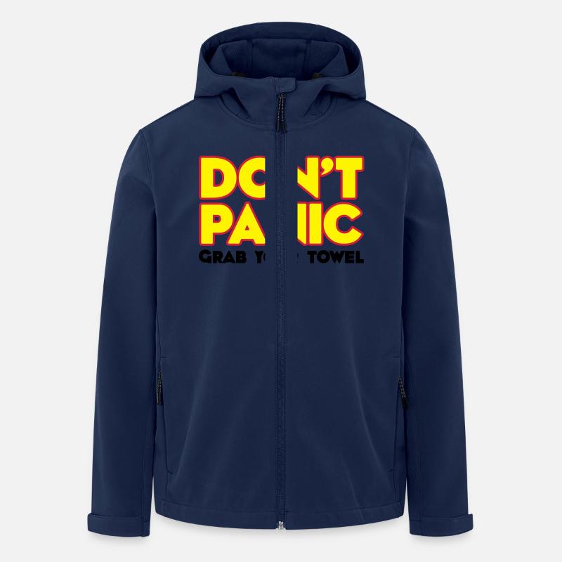 Don't panic - Grab your towel - Keine Panik - - Recycelte Männer Softshell-Jacke von Stanley/Stella - Navy