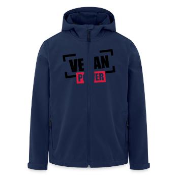 Logo de Stempel alimentation végétalienne - Veste softshell homme en polyester recyclé Stanley/Stella - marine - Devant - AI Model Male 185 light (185cm)