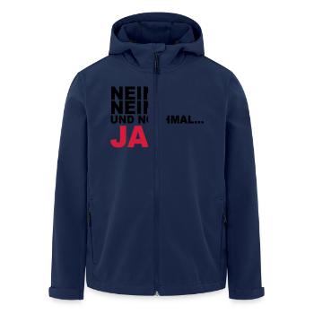 Nein, nein und nochmal…JA - Recycelte Männer Softshell-Jacke von Stanley/Stella - Navy - Vorne - AI Model Male 185 light (185cm)
