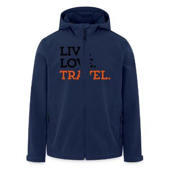 LIVE. LOVE. TRAVEL. - Veste softshell homme en polyester recyclé Stanley/Stella - marine - Devant - AI Model Male 185 light (185cm)