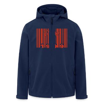 Jahrgang 1999 Geboren im Jahr 1999 26 Jahre alter Barcode Anniversai - Recycelte Männer Softshell-Jacke von Stanley/Stella - Navy - Vorne - AI Model Male 185 light (185cm)