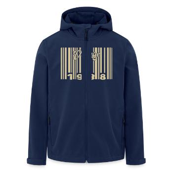 vintage 1938 Code barre 1938: Année 2025. - Veste softshell homme en polyester recyclé Stanley/Stella - marine - Devant - AI Model Male 185 light (185cm)