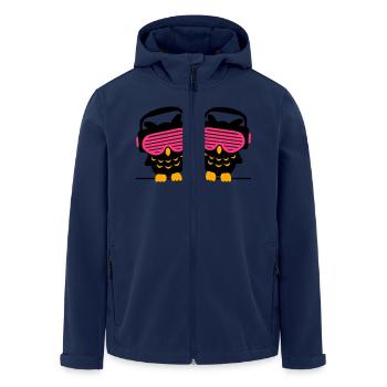 2 DJ Eulen Kopfhörer Musik hören Club Disko Party - Recycelte Männer Softshell-Jacke von Stanley/Stella - Navy - Vorne - AI Model Male 185 light (185cm)