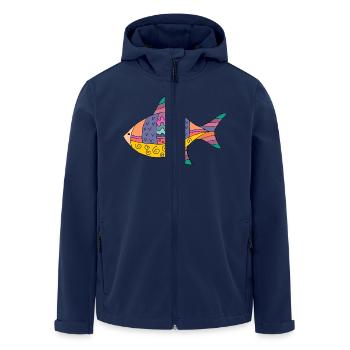 Fisch - Recycelte Männer Softshell-Jacke von Stanley/Stella - Navy - Vorne - AI Model Male 185 light (185cm)