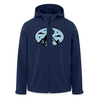 Mountains icon - Men’s Recycled Softshell Jacket by Stanley/Stella - navy - Front - AI Model Male 185 light (185cm)