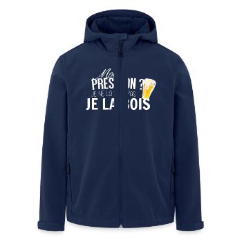 Moi la pression je la subis pas je la bois - Veste softshell homme en polyester recyclé Stanley/Stella - marine - Devant - AI Model Male 185 light (185cm)