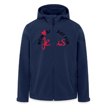 MY HEART BEATS FOR JESUS - Men’s Recycled Softshell Jacket by Stanley/Stella - navy - Front - AI Model Male 185 light (185cm)
