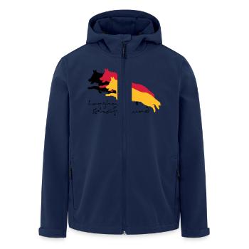 Langhaar schäferhund - Recycelte Männer Softshell-Jacke von Stanley/Stella - Navy - Vorne - AI Model Male 185 light (185cm)