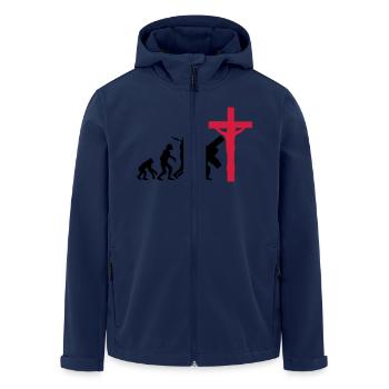 évolution jésus christ humain croire croix crucifi - Veste softshell homme en polyester recyclé Stanley/Stella - marine - Devant - AI Model Male 185 light (185cm)
