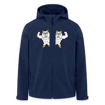 2 Eulen Bodybuilder Muskeln Bizeps Posen Gym Rat - Recycelte Männer Softshell-Jacke von Stanley/Stella - Navy - Vorne - AI Model Male 185 light (185cm)