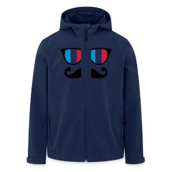 french mustache glasses nerd - like a sir - Veste softshell homme en polyester recyclé Stanley/Stella - marine - Devant - AI Model Male 185 light (185cm)
