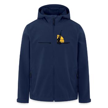 Schiffe - Segelboot Sonne - Recycelte Männer Softshell-Jacke von Stanley/Stella - Navy - Vorne - AI Model Male 185 light (185cm)