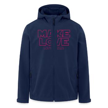MAKE LOVE NOT WAR - Men’s Recycled Softshell Jacket by Stanley/Stella - navy - Front - AI Model Male 185 light (185cm)