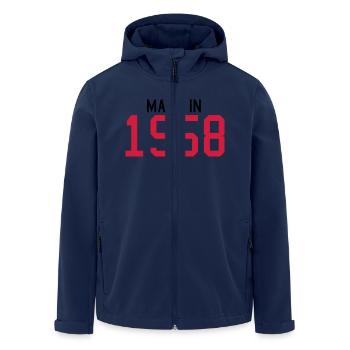 1958 - Men’s Recycled Softshell Jacket by Stanley/Stella - navy - Front - AI Model Male 185 light (185cm)