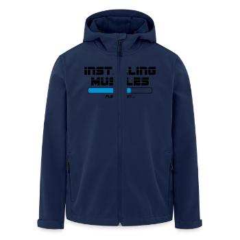 Installing Muscles - Men’s Recycled Softshell Jacket by Stanley/Stella - navy - Front - AI Model Male 185 light (185cm)