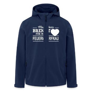Feuerwehrfrau Herz Feuerwehr - Recycelte Männer Softshell-Jacke von Stanley/Stella - Navy - Vorne - AI Model Male 185 light (185cm)