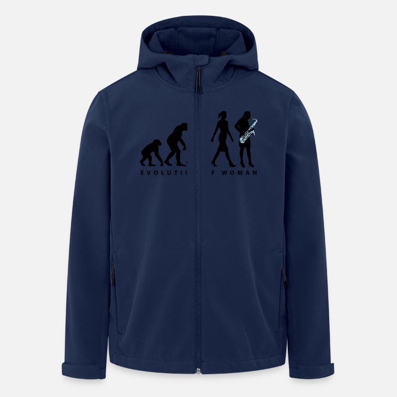 Evolution der Frau Saxophon Spielerin - Recycelte Männer Softshell-Jacke von Stanley/Stella - Navy