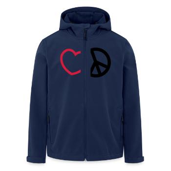 love peace - Men’s Recycled Softshell Jacket by Stanley/Stella - navy - Front - AI Model Male 185 light (185cm)