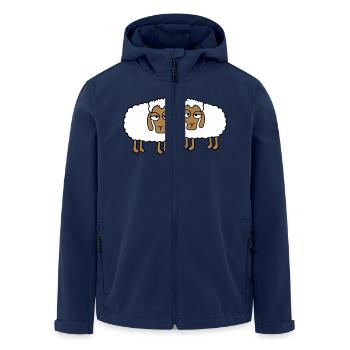 2 sheep tired bored look sheep team cute - Men’s Recycled Softshell Jacket by Stanley/Stella - navy - Front - AI Model Male 185 light (185cm)