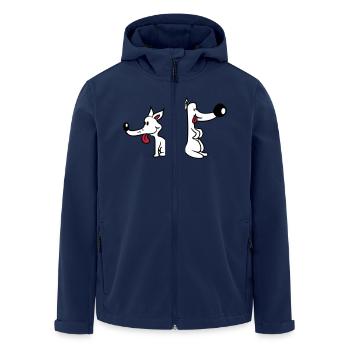2 Dogs Big Noses Excited Wiggle - Men’s Recycled Softshell Jacket by Stanley/Stella - navy - Front - AI Model Male 185 light (185cm)