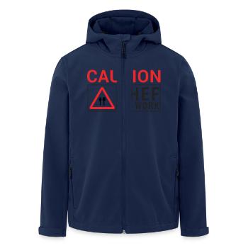 Koch / Chefkoch: Caution - Chef at work. - Recycelte Männer Softshell-Jacke von Stanley/Stella - Navy - Vorne - AI Model Male 185 light (185cm)