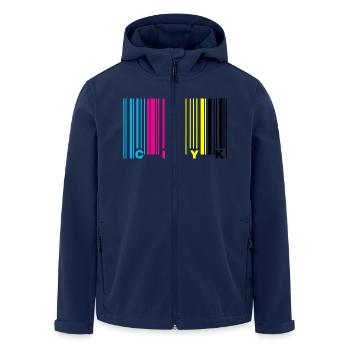 cmyk barcode - Recycelte Männer Softshell-Jacke von Stanley/Stella - Navy - Vorne - AI Model Male 185 light (185cm)