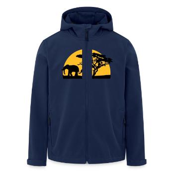 Sunset In Africa Tree And Elephants - Men’s Recycled Softshell Jacket by Stanley/Stella - navy - Front - AI Model Male 185 light (185cm)
