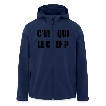 C'est qui le chef ? - Humour - Drôle - Blague - Veste softshell homme en polyester recyclé Stanley/Stella - marine - Devant - AI Model Male 185 light (185cm)