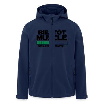 bientôt musclé - Veste softshell homme en polyester recyclé Stanley/Stella - marine - Devant - AI Model Male 185 light (185cm)