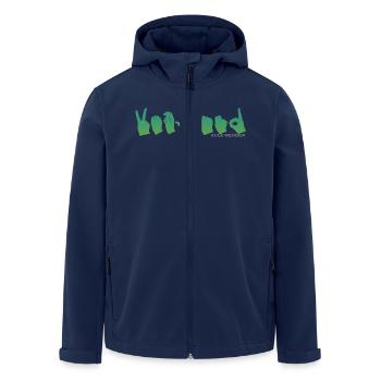 Hand alphabet Vetland green gradient 1 - Men’s Recycled Softshell Jacket by Stanley/Stella - navy - Front - AI Model Male 185 light (185cm)