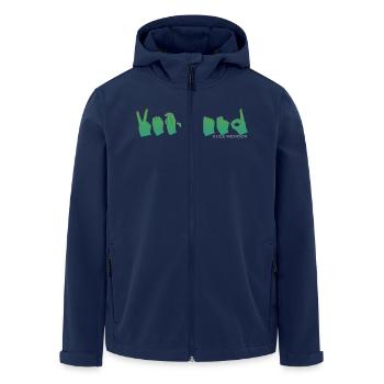 Hand alphabet Vetland green gradient 2 - Men’s Recycled Softshell Jacket by Stanley/Stella - navy - Front - AI Model Male 185 light (185cm)